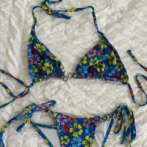 Beginning Boutique Floral Bikini - Blue and Yellow